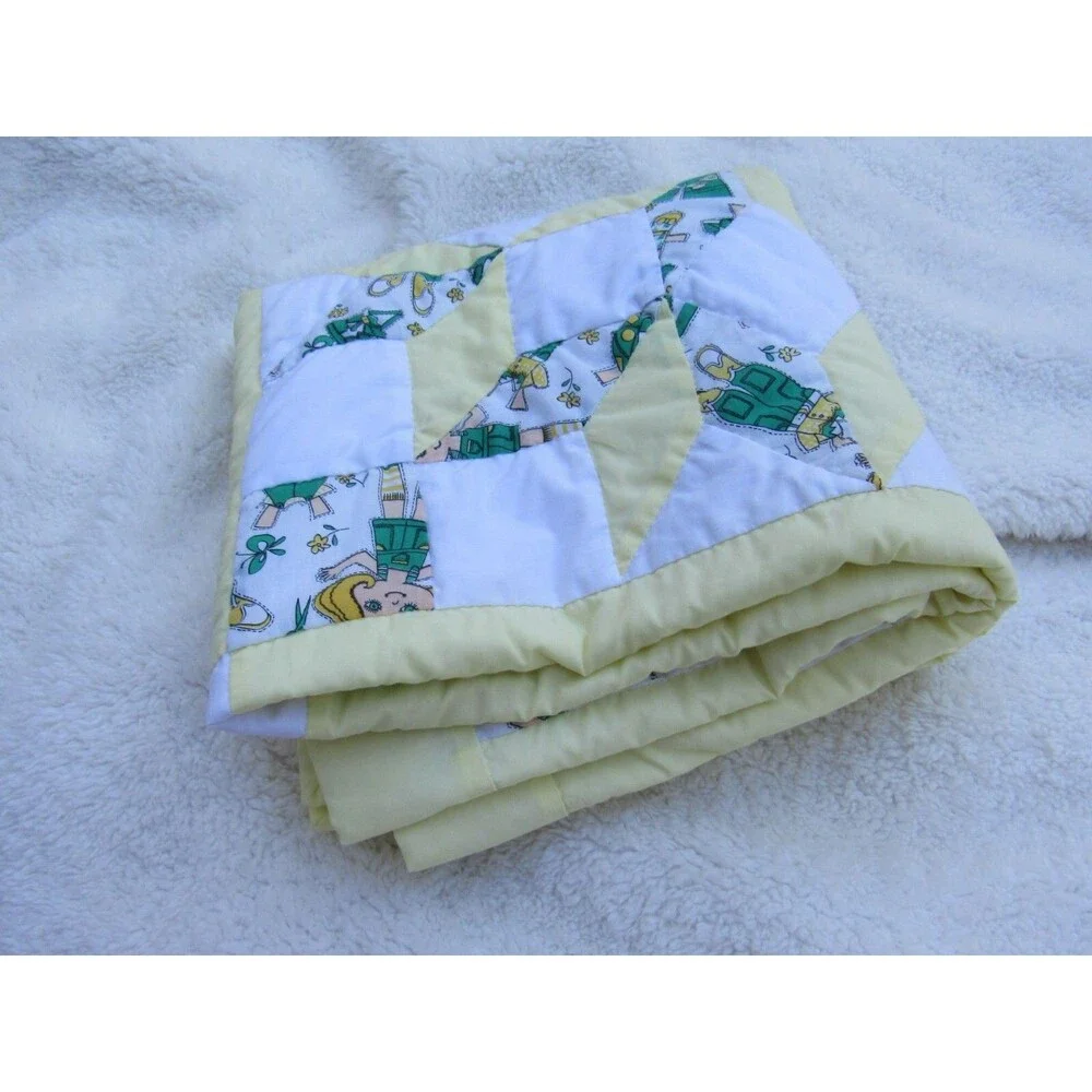 Quilt Doll Making Pattern Handmade Joycer Baby Blanket Yellow Washable Vintage